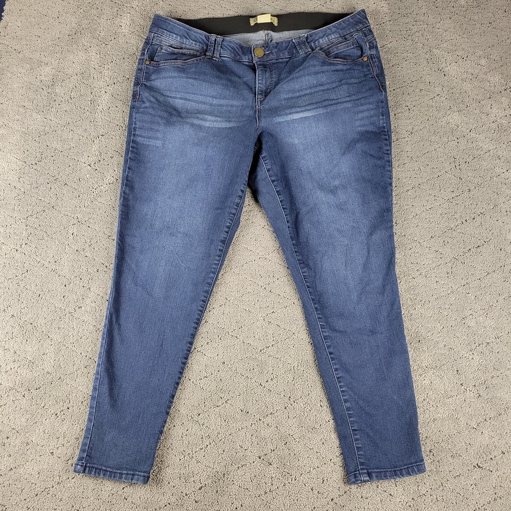 Democracy Jeans Womens 18W Plus Size Blue Ab Technology Skinny Ankle Stretch